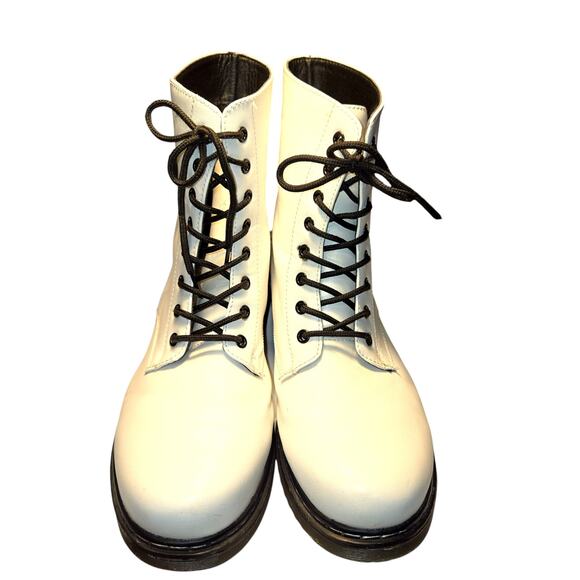Rue 21 10 White Women's Combat Boots Shoes Lace Up - Picture 3 of 8